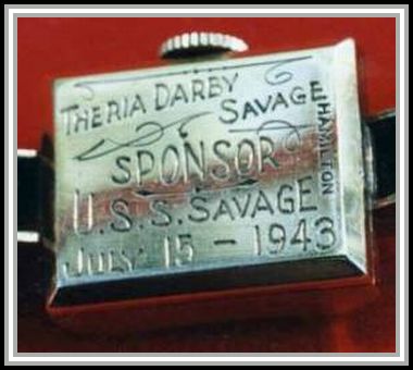 photograph of back of watch presented to Mrs. Savage at launching ceremony 