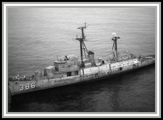 photograph of USS Savage at Pacific Missle Test Center off Point Magu, CA - 25 September, 1981