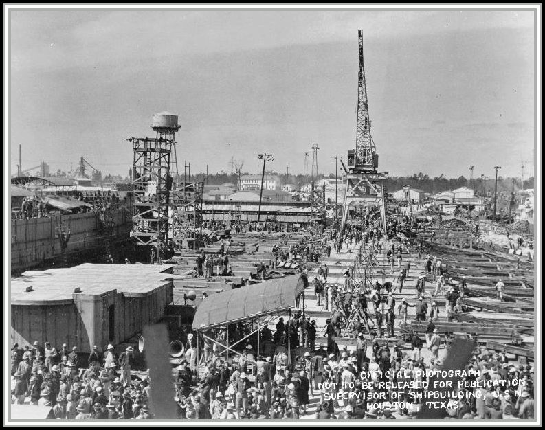 photograph of Brown Shipbuilding Company in Houston, Texas - 1942.