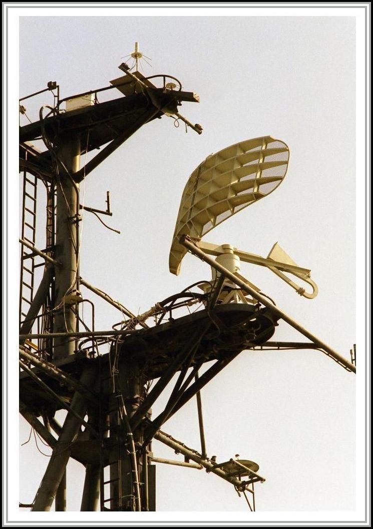 photograph of the radar configuration on the ex-USS SAVAGE