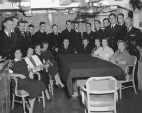 photograph of DER-386 Christmas party - 1955