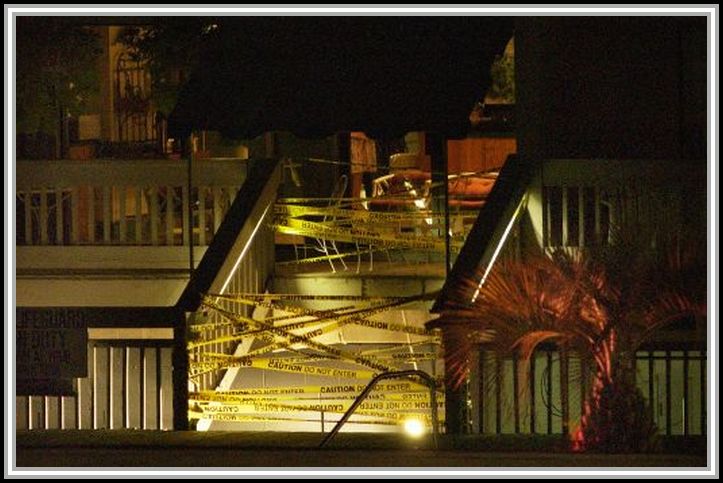 photograph of collapsed stairwell at Shem Creek Inn in Mount Pleasant, SC