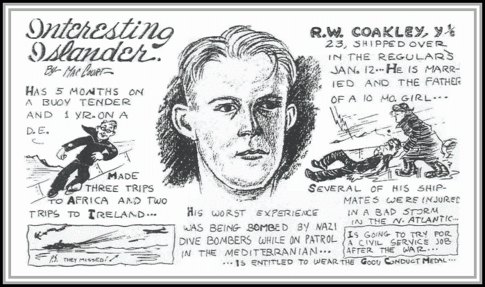 scan of Profile Log of Rollins W. Coakley from the Weekly Log at Ellis Island Coast Guard Receiving Station. 