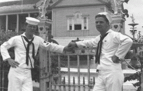 photograph of D. L. Valentine and Ed Russell taken in Montego Bay, Jamaica 