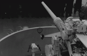 photograph of a three inch, fifty caliber gun onboard the DER-386 