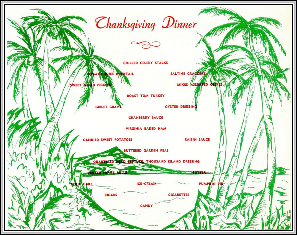 scan of 1959 Thanksgiving Dinner Menu