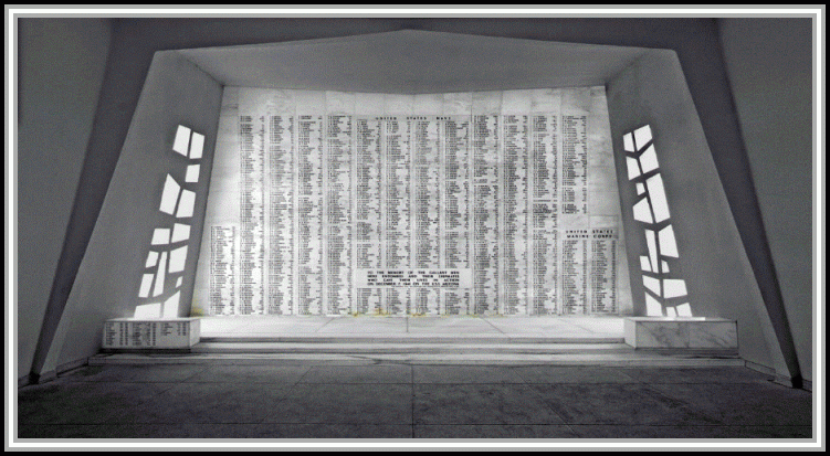 Photograph of marble scroll at the USS Arizona Memorial.